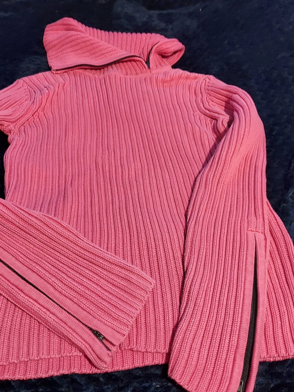 Vintage Pink Ribbed Turtleneck Women's Sweater